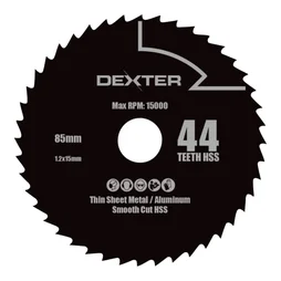 Lame de scie circulaire, coupe universelle, 44T HSS, DEXTER
