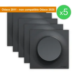 Lot de 5 interrupteurs va-et-vient complet Odace, SCHNEIDER ELECTRIC, anthracite