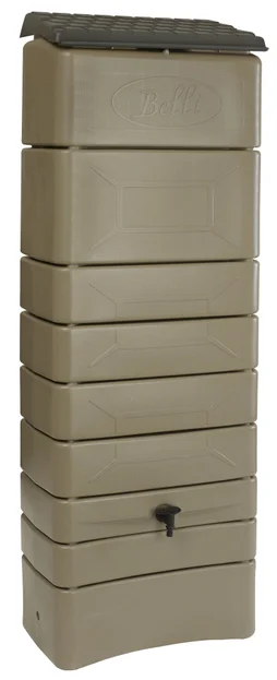Récupérateur d'eau aérien rectangulaire mural, 300 litres, taupe