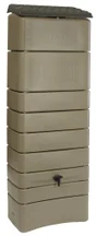 Récupérateur d'eau aérien rectangulaire mural, 300 litres, taupe