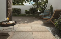 Lot de 2 dalles grès cérame SIENA, quartz beige, L.60 x l.60cm x Ep.20 mm