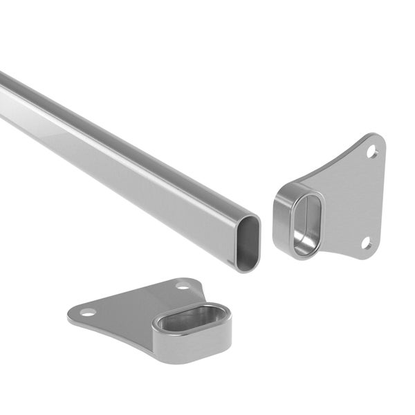 Kit barre de penderie chromé 60 m diam. 30 x 15 mm ovale + 2 supports muraux SPACEO HOME