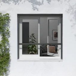 Moustiquaire enroulement vertical 120x120 cadre alu gris