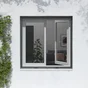 Moustiquaire enroulement vertical 140x140 cadre alu gris