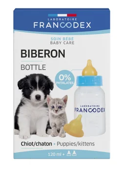 Biberon chiot et chaton + 2 tétines