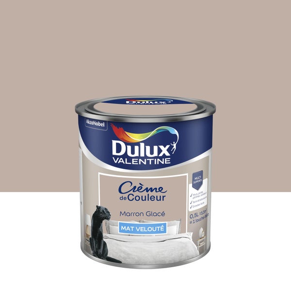 Peinture mur, boiserie crème de couleur DULUX VALENTINE marron glacé mat 0.5L