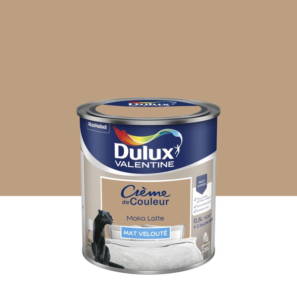 Peinture mur, boiserie crème de couleur DULUX VALENTINE mokaLatte mat 0.5L