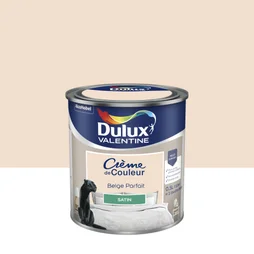 Peinture mur boiserie satiné, DULUX VALENTINE Crème de couleur, beige parfait, 0.5 litre