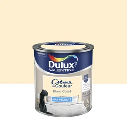 Peinture mur boiserie mat, DULUX VALENTINE Crème de couleur,  blanc cassé, 0.5 litre