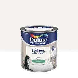 Peinture mur, boiserie crème de couleur DULUX VALENTINE blanc satiné 0.5L
