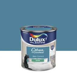 Peinture bleu canard mur, boiserie Creme de couleur DULUX VALENTINE satine 0.5 l