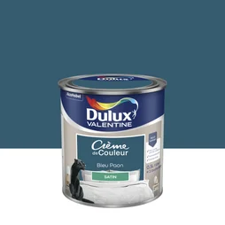 Peinture mur, boiserie crème de couleur DULUX VALENTINE bleu paon satiné 0.5L