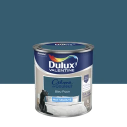 Peinture mur, boiserie Crème de couleur DULUX VALENTINE bleu paon mat 0.5 L