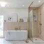 Plafonnier salle de bain Laguna, E27, D.24cm, verre blanc BRILLIANT