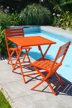 Table de jardin DCB GARDEN Marius carré orange / cuivré 2 personnes