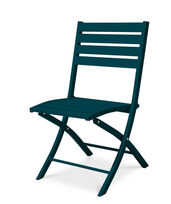 Chaise pliante de jardin en aluminium Marius bleu canard