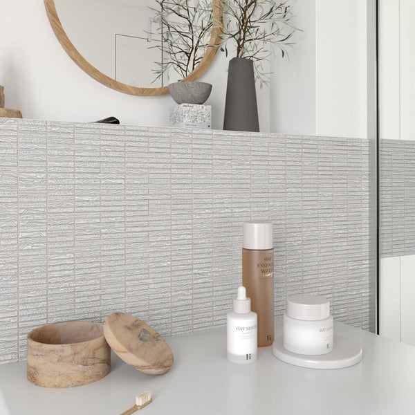 1 plaque de mosaïque mur / sol Zen-bamboo marbre gris, argent 30 x 29 cm ARTENS 