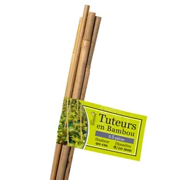 Lot de 5 tuteurs bambou droit et rond LA CORDELINE H.0.9 m