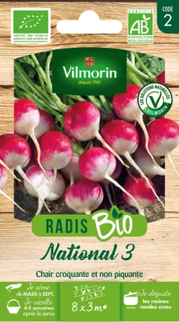 Graines de potager radis national 3 bio VILMORIN 12 g
