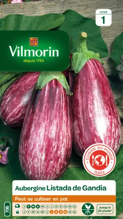 Graines de potager aubergine listada gandia VILMORIN 0.4 g