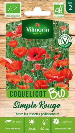 Graines de coquelicot rouge bio VILMORIN 1 g