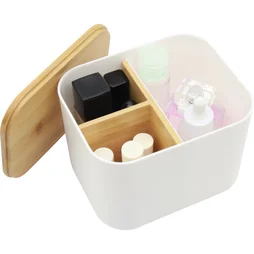 Boîte bambou plastique, SENSEA, H.11 x l.12 x P.11 cm