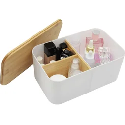 Boîte bambou plastique, SENSEA,  H.11 x l.15 x P.11 cm