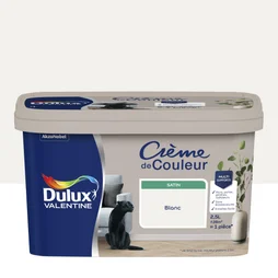 Peinture mur, boiserie crème de couleur DULUX VALENTINE blanc satiné 2.5L
