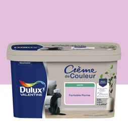 Peinture mur, Creme de couleur DULUX VALENTINE fantaisie parme satine 2.5 l
