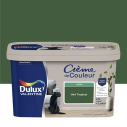 Peinture mur, Creme de couleur DULUX VALENTINE vert tropical satine 2.5 l
