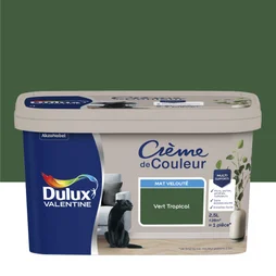 Peinture mur boiserie mat, DULUX VALENTINE Crème de couleur, vert tropical, 2.5 litres