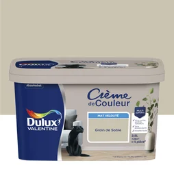 Peinture mur, boiserie crème de couleur DULUX VALENTINE, grain de sable mat, 2.5 litres