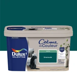 Peinture mur, boiserie crème de couleur DULUX VALENTINE émeraude satiné 2.5L