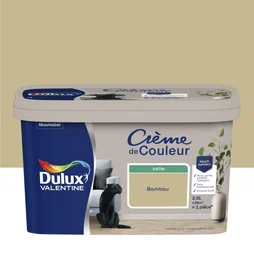 Peinture mur boiserie satiné, DULUX VALENTINE Crème de couleur, bambou, 2.5 litres