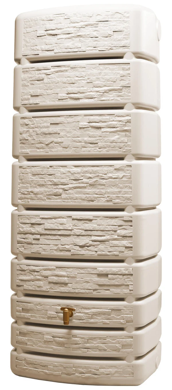Récupérateur d'eau GARANTIA rectangulaire mural Slim Stone sable , 500 l