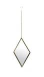 Miroir losange attache métal, or, l. 20.5 x H. 35.5 cm