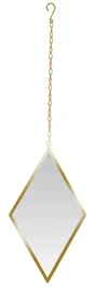 Miroir losange attache métal, or, l. 20.5 x H. 35.5 cm