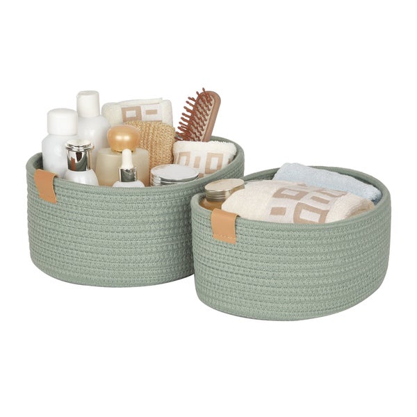 Panier polyester Magda vert sauge H.11.5 x l.20 x P.27 cm