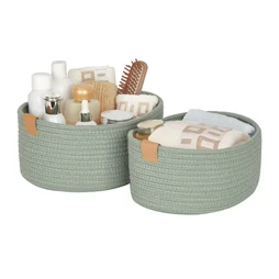 Panier polyester Magda vert sauge H.11.5 x l.20 x P.27 cm