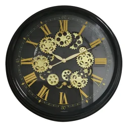 Horloge mécanisme noir et doré 80 cm