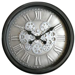 Horloge métal mécanisme acier mat 52.5 cm