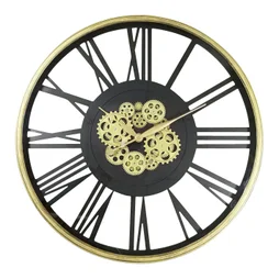 Horloge métal mécanisme dore 80 cm