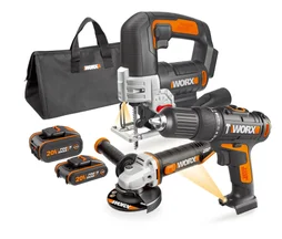 Set de 3 outils sans fil WORX Wx954, 20 V 2-4 Ah, 2 batteries