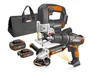 Set de 3 outils sans fil WORX Wx954, 20 V 2-4 Ah, 2 batteries