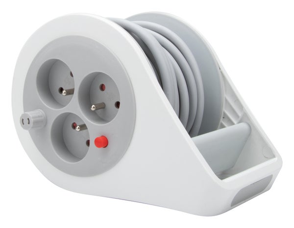 Enrouleur de câble électrique ménager longueur 7 m HO5VVF 3G1, gris, ZENITECH
