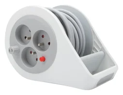 Enrouleur de câble électrique ménager longueur 7 m HO5VVF 3G1, gris, ZENITECH