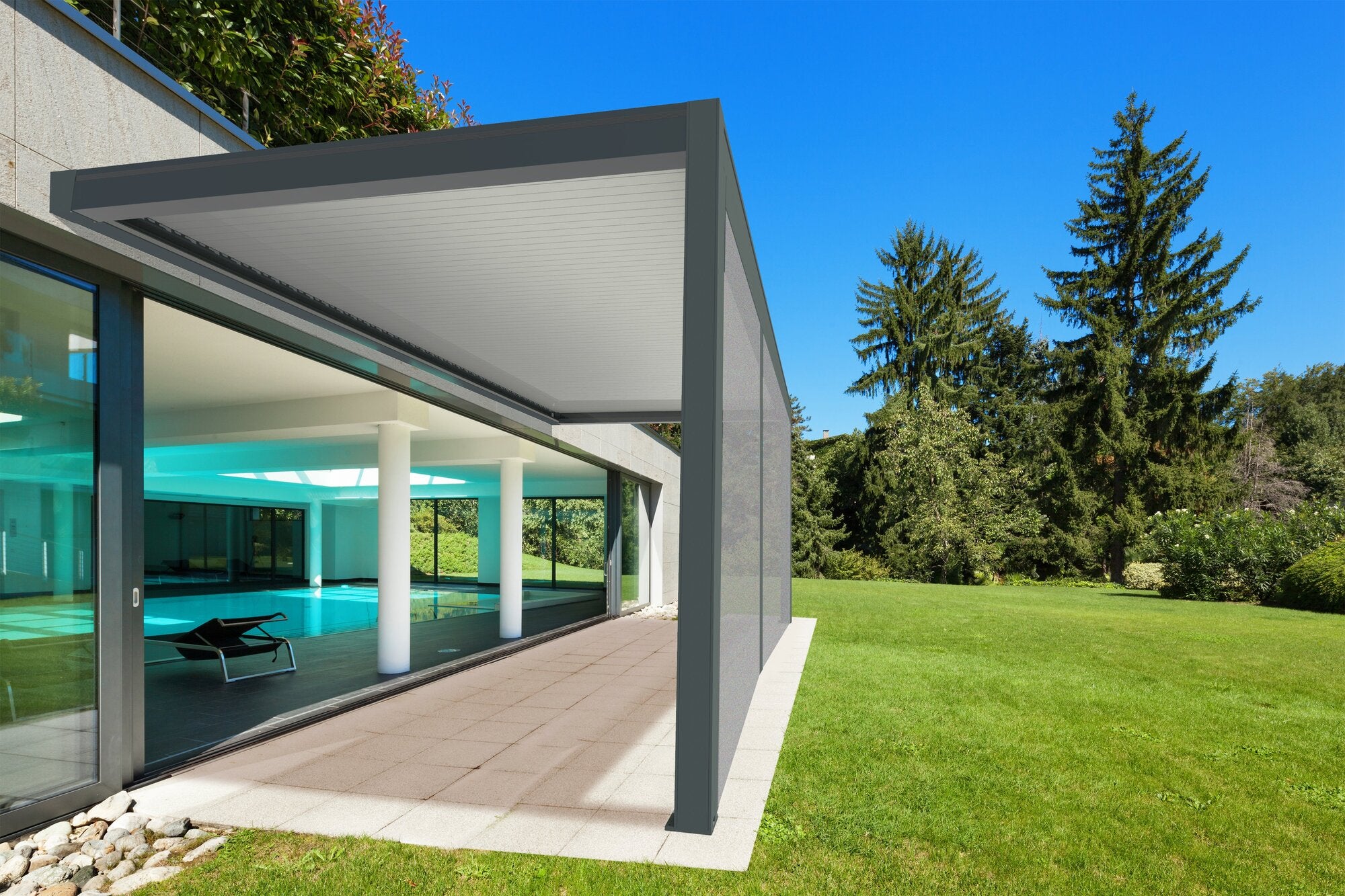 Lot de 2 stores façade pour pergola Osaka, TIERAL, 6m gris