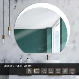 Miroir lumineux, l.120 x H.105 cm Eclipse