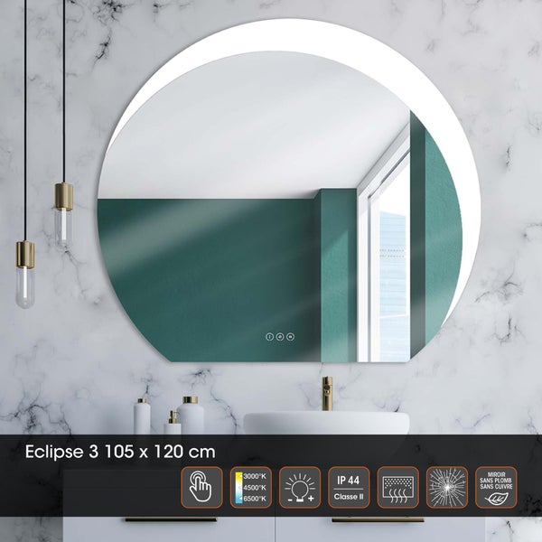 Miroir lumineux, l.120 x H.105 cm Eclipse