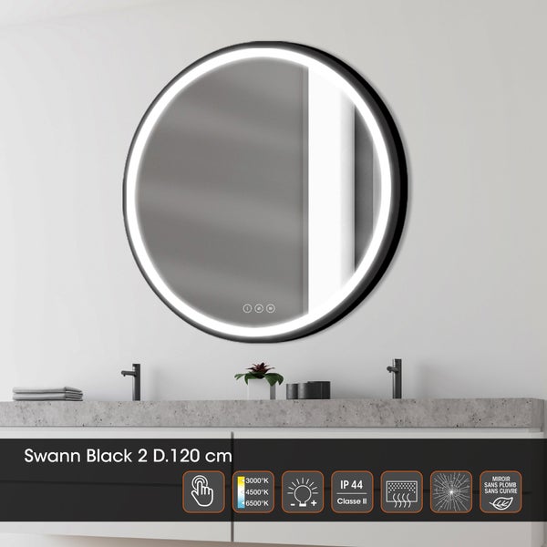 Miroir lumineux, l.120 x H.120 cm Diam.120 cm Swann